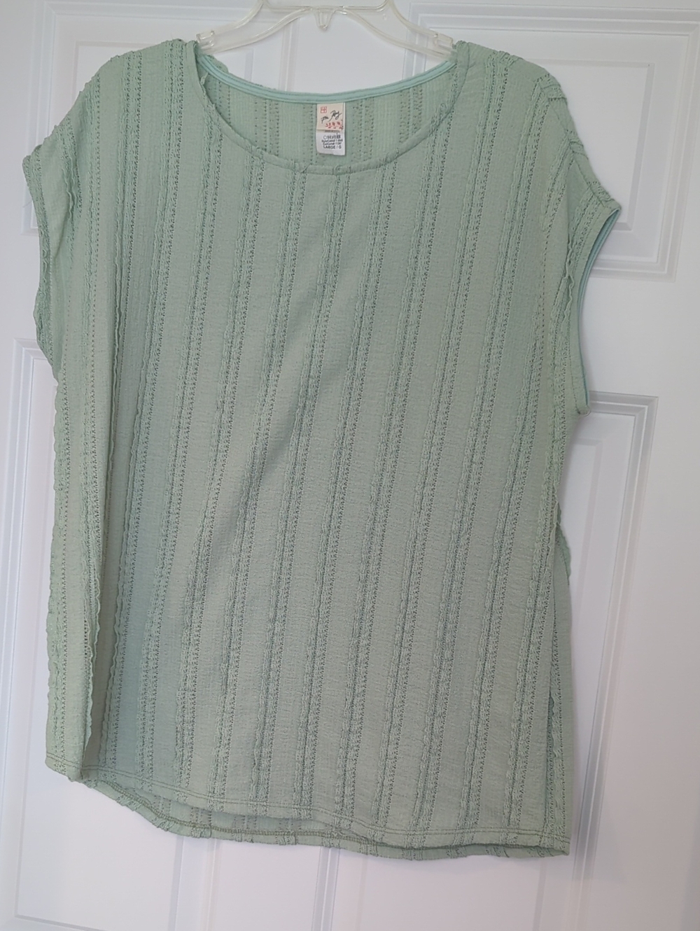 7th Ray Light Mint Green Textured Knit Cap Sleeve Top